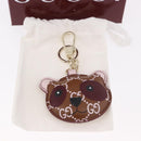 GUCCI Guccissima Panda GG Canvas Key Ring Leather Brown Auth 186168M-10