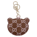 GUCCI Guccissima Panda GG Canvas Key Ring Leather Brown Auth 186168M-6