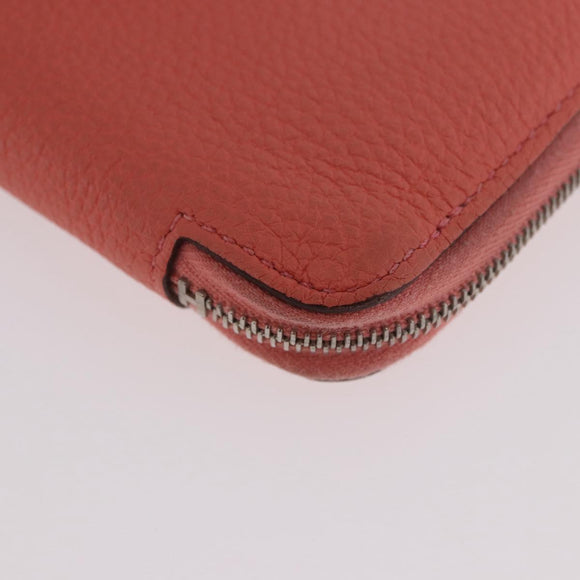 HERMES Azap Compact Wallet Leather Pink Silver Auth 186172M