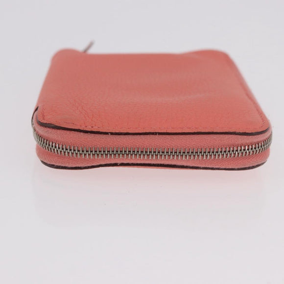 HERMES Azap Compact Wallet Leather Pink Silver Auth 186172M