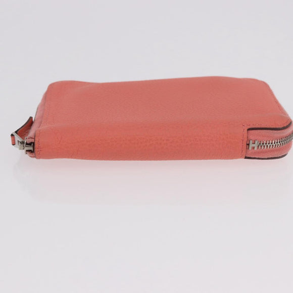 HERMES Azap Compact Wallet Leather Pink Silver Auth 186172M