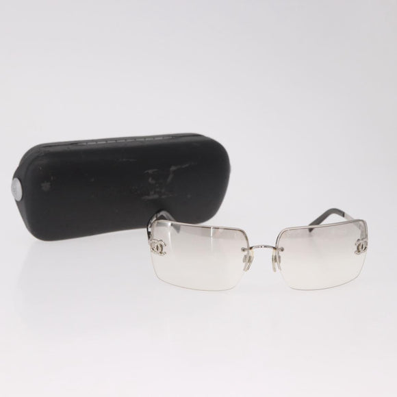 CHANEL COCO Mark Sunglasses metal Silver tone CC Auth 186173M