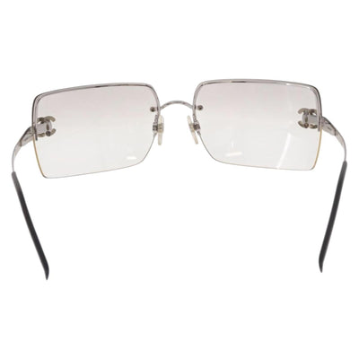 CHANEL COCO Mark Sunglasses metal Silver tone CC Auth 186173M - 0