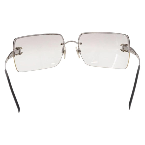 CHANEL COCO Mark Sunglasses metal Silver tone CC Auth 186173M