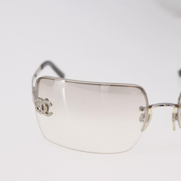 CHANEL COCO Mark Sunglasses metal Silver tone CC Auth 186173M