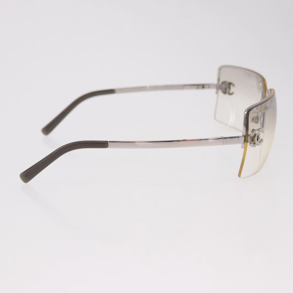 CHANEL COCO Mark Sunglasses metal Silver tone CC Auth 186173M