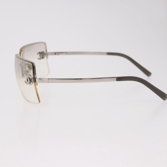 CHANEL COCO Mark Sunglasses metal Silver tone CC Auth 186173M