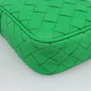 BOTTEGA VENETA INTRECCIATO Shoulder Bag Leather Green Silver Auth 186185M-14