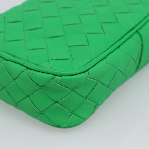 BOTTEGA VENETA INTRECCIATO Shoulder Bag Leather Green Silver Auth 186185M