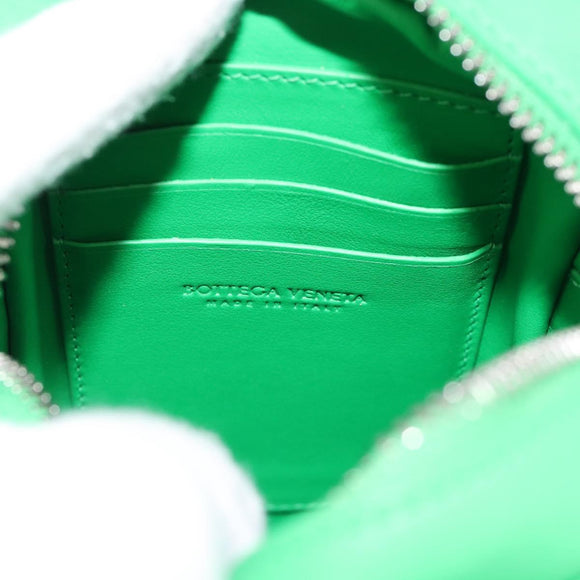 BOTTEGA VENETA INTRECCIATO Shoulder Bag Leather Green Silver Auth 186185M