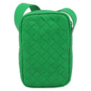BOTTEGA VENETA INTRECCIATO Shoulder Bag Leather Green Silver Auth 186185M-2