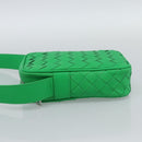 BOTTEGA VENETA INTRECCIATO Shoulder Bag Leather Green Silver Auth 186185M-3
