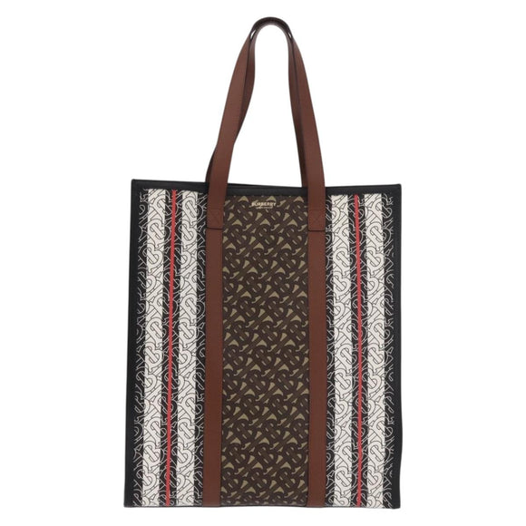 BURBERRY Tote Bag PVC Leather Brown Gold Auth 186186M