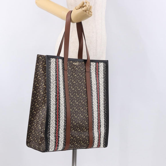 BURBERRY Tote Bag PVC Leather Brown Gold Auth 186186M