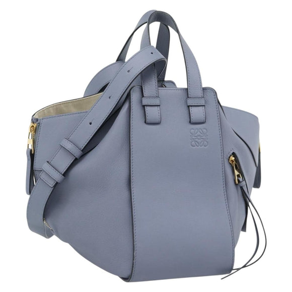 LOEWE Hammock Small Hand Bag Leather 2way Light Blue Gold Auth 186188SM
