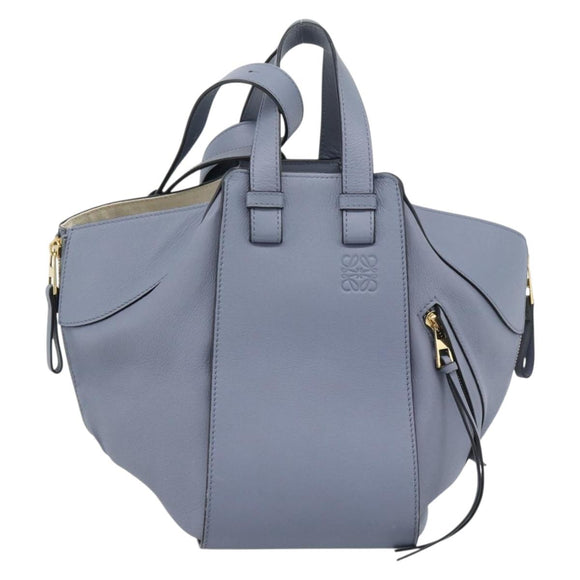 LOEWE Hammock Small Hand Bag Leather 2way Light Blue Gold Auth 186188SM