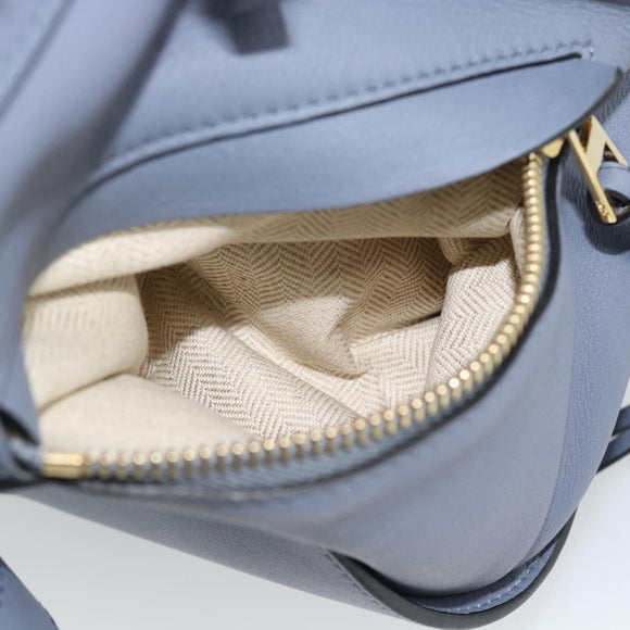 LOEWE Hammock Small Hand Bag Leather 2way Light Blue Gold Auth 186188SM