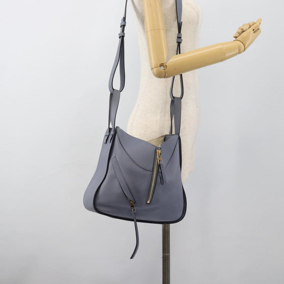 LOEWE Hammock Small Hand Bag Leather 2way Light Blue Gold Auth 186188SM