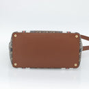 BURBERRY Hand Bag PVC Canvas 2way Brown Gold Auth 186191M-11
