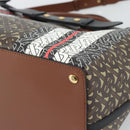 BURBERRY Hand Bag PVC Canvas 2way Brown Gold Auth 186191M-12