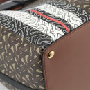 BURBERRY Hand Bag PVC Canvas 2way Brown Gold Auth 186191M-13