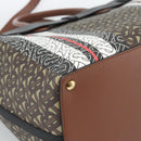 BURBERRY Hand Bag PVC Canvas 2way Brown Gold Auth 186191M-15
