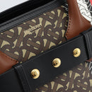 BURBERRY Hand Bag PVC Canvas 2way Brown Gold Auth 186191M-16