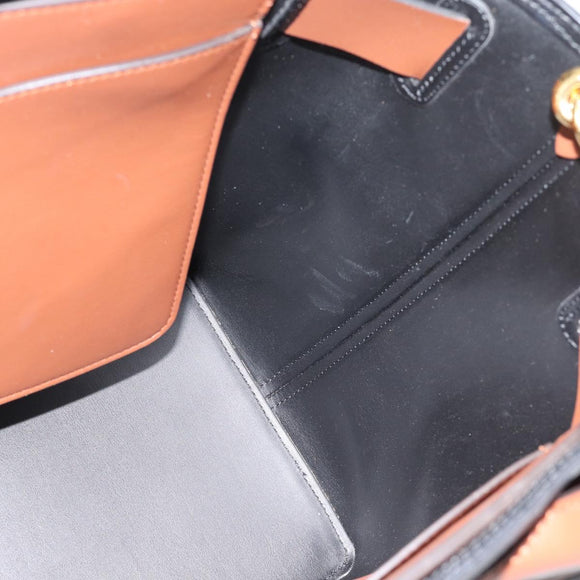 BURBERRY Hand Bag PVC Canvas 2way Brown Gold Auth 186191M