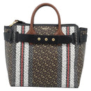 BURBERRY Hand Bag PVC Canvas 2way Brown Gold Auth 186191M-2