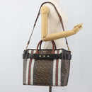 BURBERRY Hand Bag PVC Canvas 2way Brown Gold Auth 186191M-22