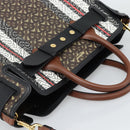BURBERRY Hand Bag PVC Canvas 2way Brown Gold Auth 186191M-6