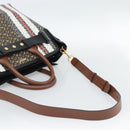 BURBERRY Hand Bag PVC Canvas 2way Brown Gold Auth 186191M-9