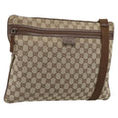 GUCCI GG Canvas Shoulder Bag Beige Silver 90477 Auth 186195A-1