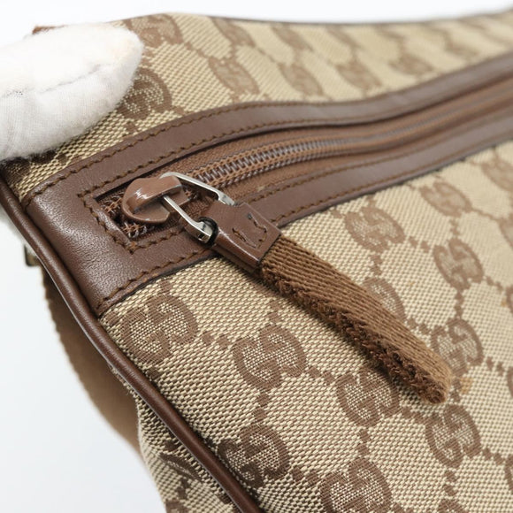 GUCCI GG Canvas Shoulder Bag Beige Silver 90477 Auth 186195A