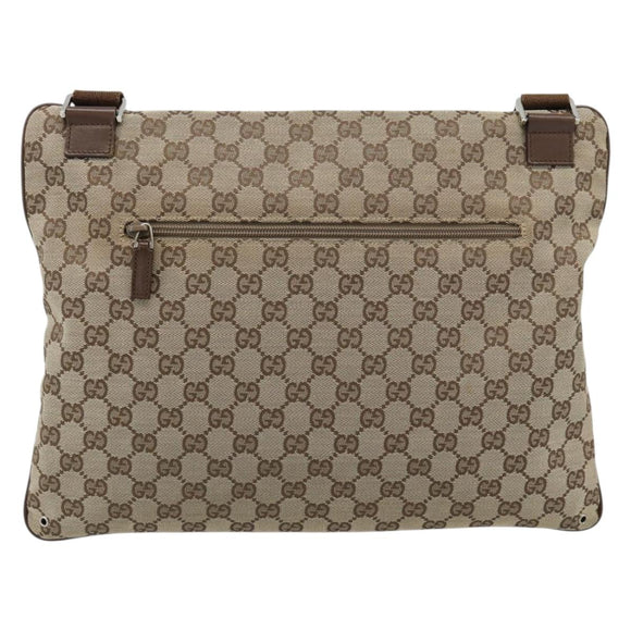 GUCCI GG Canvas Shoulder Bag Beige Silver 90477 Auth 186195A