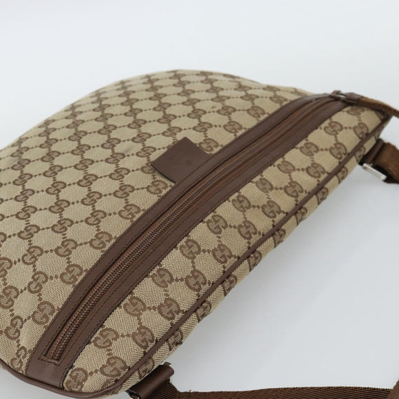 GUCCI GG Canvas Shoulder Bag Beige Silver 90477 Auth 186195A