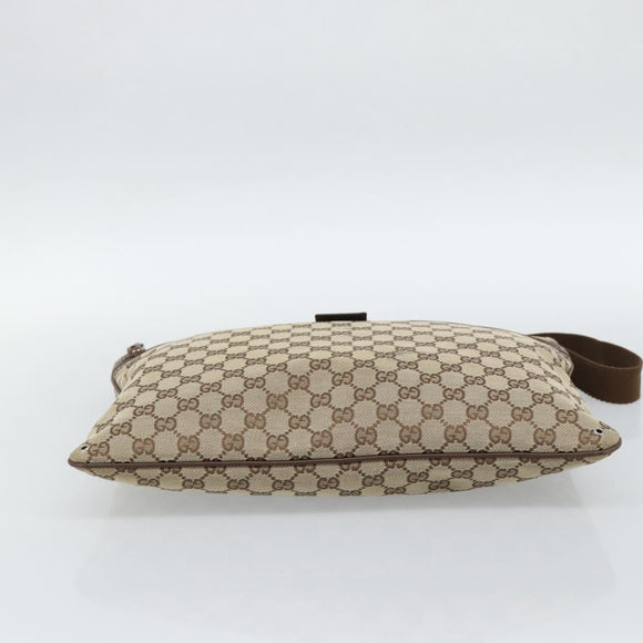 GUCCI GG Canvas Shoulder Bag Beige Silver 90477 Auth 186195A