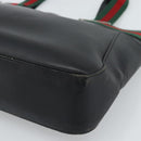 GUCCI Web Sherry Line Tote Bag Leather Black Silver Red 73983 Auth 186196A-14