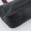 GUCCI Web Sherry Line Tote Bag Leather Black Silver Red 73983 Auth 186196A-15