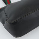GUCCI Web Sherry Line Tote Bag Leather Black Silver Red 73983 Auth 186196A-9