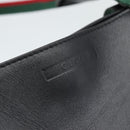 GUCCI Web Sherry Line Tote Bag Leather Black Silver Red 73983 Auth 186196A-17