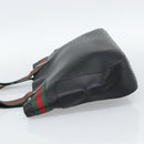GUCCI Web Sherry Line Tote Bag Leather Black Silver Red 73983 Auth 186196A-3