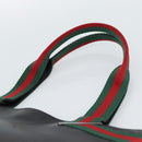GUCCI Web Sherry Line Tote Bag Leather Black Silver Red 73983 Auth 186196A-8