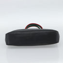 GUCCI Web Sherry Line Tote Bag Leather Black Silver Red 73983 Auth 186196A-5
