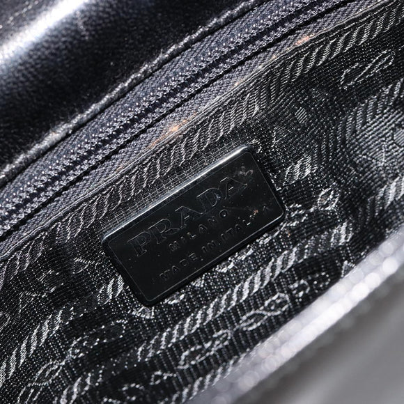 PRADA Chain Shoulder Bag Leather Black Silver Auth 186197A