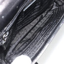 PRADA Chain Shoulder Bag Leather Black Silver Auth 186197A-10