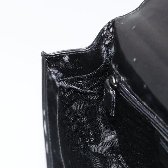 PRADA Chain Shoulder Bag Leather Black Silver Auth 186197A