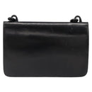 PRADA Chain Shoulder Bag Leather Black Silver Auth 186197A-2