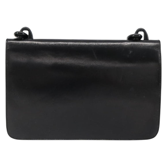 PRADA Chain Shoulder Bag Leather Black Silver Auth 186197A
