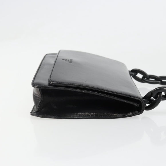 PRADA Chain Shoulder Bag Leather Black Silver Auth 186197A